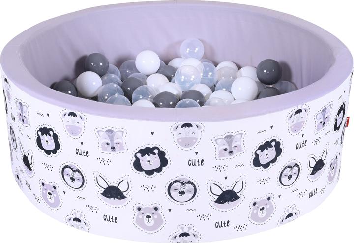 Image du produit Knorrtoys Piscine à balles soft - "Cute Animals" - 150 balles grey/white/transparent (ca. 7 cm)