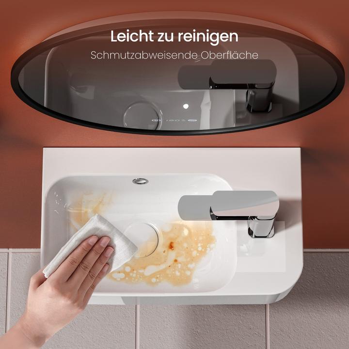 Immagine prodotto Emke Lavabo a parete 450 x 265 x 156 mm, rettangolare, ceramica, foro per rubinetto a destra, bianco (265 mm, 450 mm)