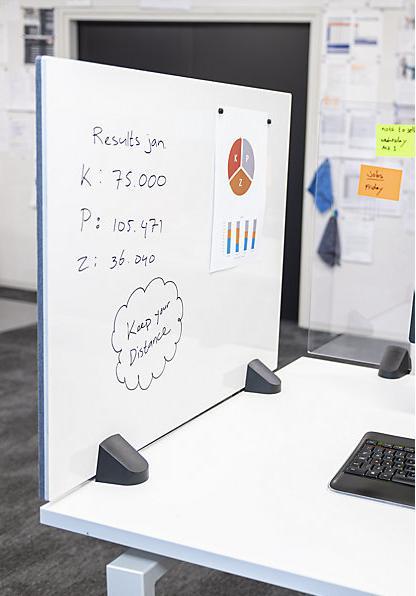 Actual product image smiT Desk partition for an individual workplace, enamel and PET felt surface, white /