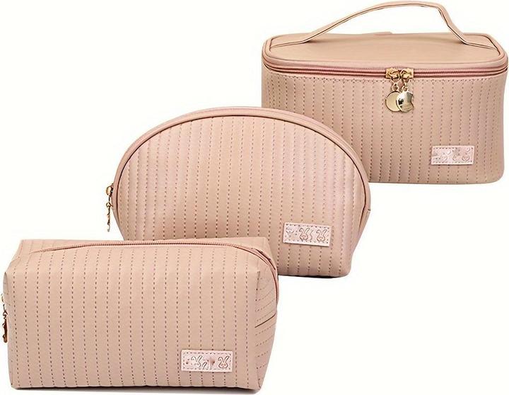 Only-Bags.Store 3pcs/set Kosmetiktasche, tragbare grosse Öffnung quadratische Kosmetiktasche / Shell Design