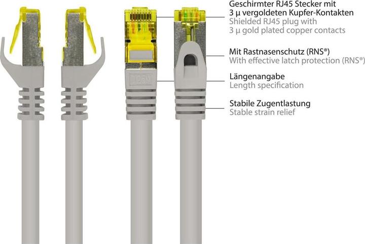 Image du produit Varia SO-34629 - Patchkabel Cat.7, S/FTP, 7,5m, grau (PiMF, CAT6, 7.50 m)