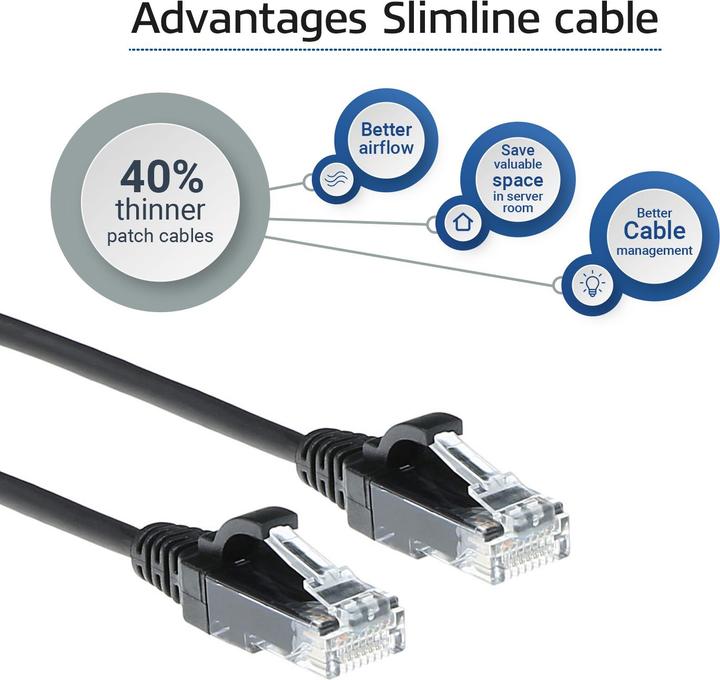 Actual product image Black 0.25 meter LSZH U/UTP CAT6 datacenter slimline patch cable snagless with RJ45 connectors (U/FTP, CAT6, 0.25 m)