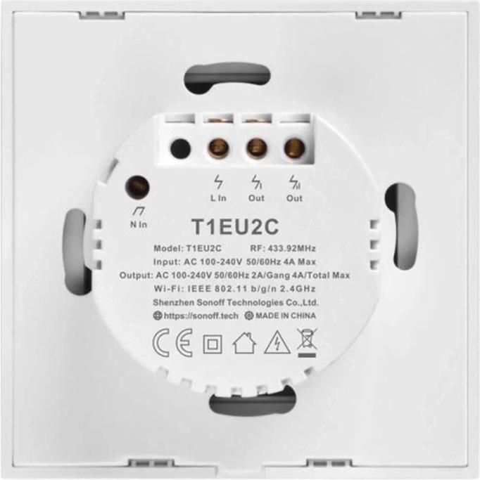 Image du produit Sonoff Smart Switch WiFi + RF 433 T1 EU TX (2 canaux)
