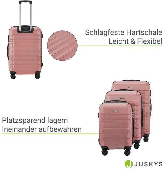 Produktbild Juskys 3-teiliges Hartschalenkoffer-Set mit 360° Rollen (120 l, M (50 - 90l), XL (ab 115l))