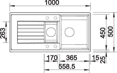 Actual product image Blanco Zia 6 S (Top-mounted sink, 50 cm, 100 cm)