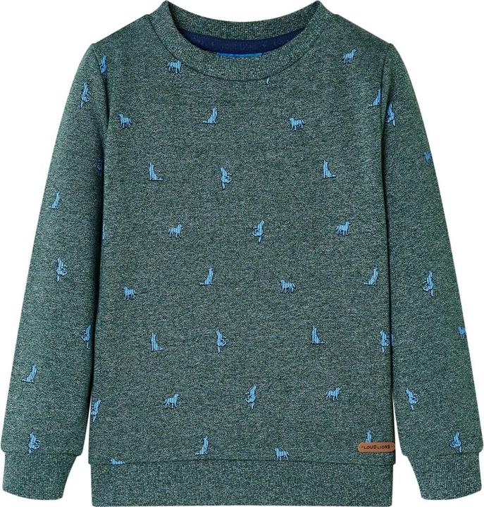VidaXL Kinder-Sweatshirt Dunkelgrün Melange 128,Material: 50 (128)