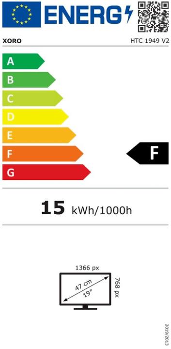 Energy Label Xoro HTC 1949 V2 18.5"" LED TV with integrated DVD player and HD triple tuner - 47 cm (18.50", LED)
