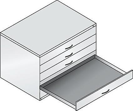 Produktbild C+P CP 7100 Planschrank vulkangrau, perlweiss 5 Schubladen 110,0 x 76,5 x 76,0 cm