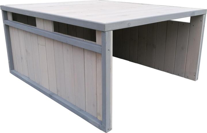 Actual product image Wiltec Mowing robot wooden garage flat roof solid wood shelter carport grey (Mowing robot, Robot mower garage)