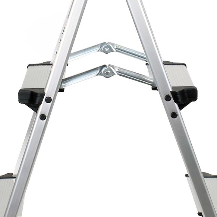 Actual product image Wiltec XPOtool 2-Sided Aluminium Folding Ladder 73cm up to 150kg with 2x3 Non-Slip Steps and Rubber Feet (Folding step, 56.50 cm)
