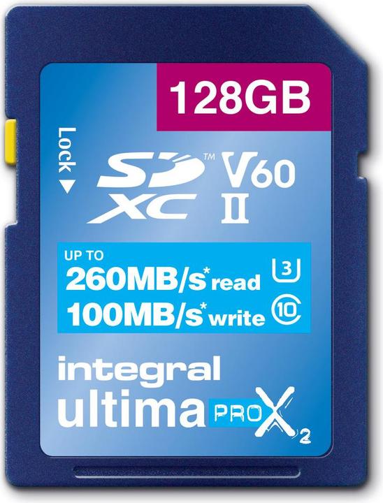 128GB ULTIMAPRO X2 SDXC 260/100MB UHS-II V60 (128 GB, SD, U3, UHS-II)
