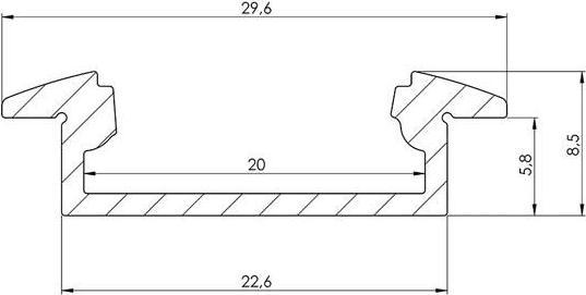 Productafbeelding LEDsON Ingebouwde Slimline 8 mm - Aluminium Installatieprofiel Voor LED Strips - Gelexid Aluminium - (200 cm)