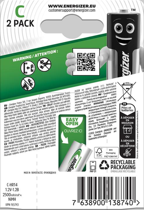 Image du produit Energizer Recharge Power Plus (2 pcs, C, 2500 mAh)