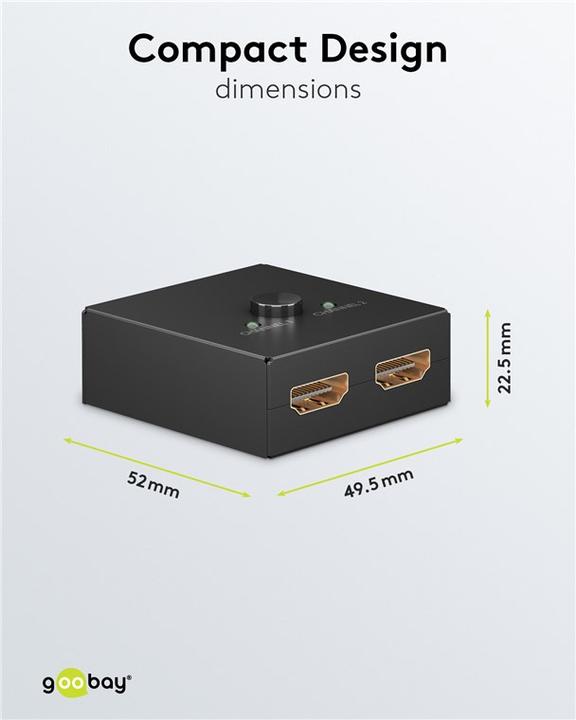 Image du produit Goobay Boîtier de commutation HDMI manuel 2 vers 1 4K @ 30 Hz