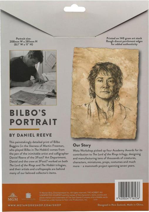 Actual product image Weta Workshop The Lord of the Rings - Portrait of Bilbo Baggins Statue Art Print (21 x 28 cm)