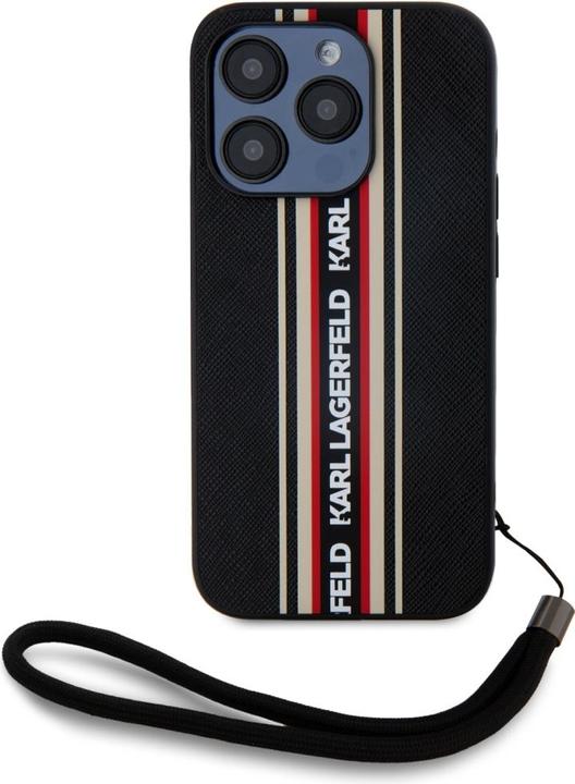 Actual product image Karl Lagerfeld Case Saffiano Athleisure Stripes Cord for iPhone 15 Pro Max red (Apple iPhone 15 Pro Max)