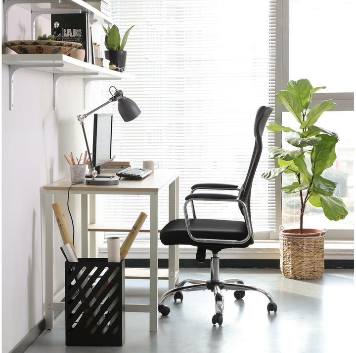 Actual product image Songmics Office chair, OBN33BK faux leather black, chrome frame