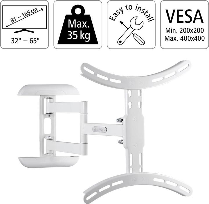 Actual product image Hama TV wall bracket, swivel, tilt, extendable, 165 cm (65") up to 35 kg (Wall, 65", 35 kg)