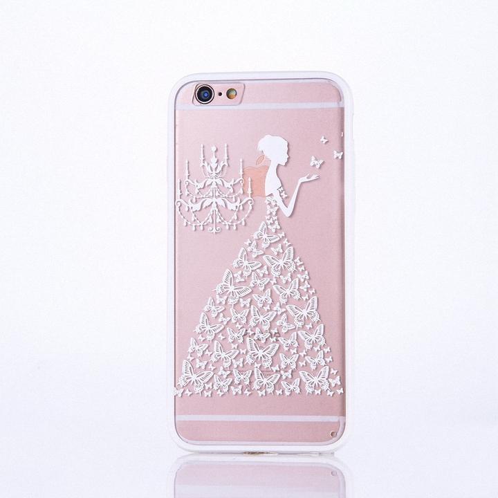 Produktbild König Design Apple iPhone 6 / 6s Handy Hülle Mandala Case Motiv Schmetterling Frau Weiss Neu (Apple iPhone 6)