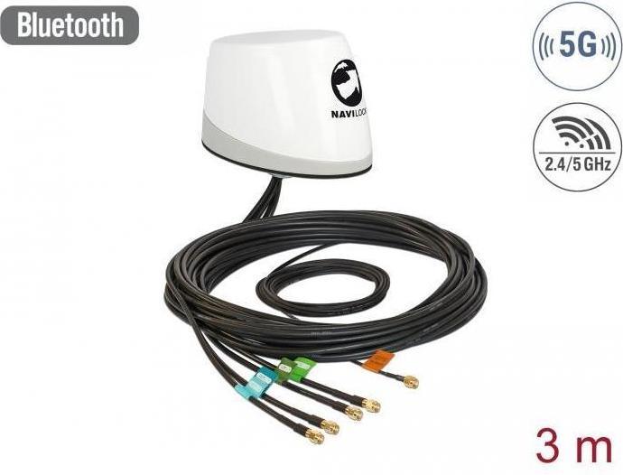 Immagine prodotto Delock Navilock NL-400 Antenna GNSS multibanda LTE-MIMO WLAN-MIMO IEEE 802.11 ac/a/h/b/g/n 5 x RP-SMA
