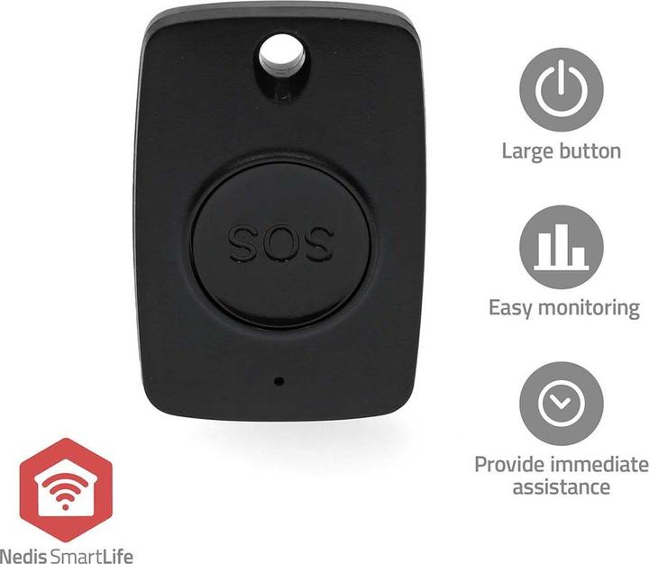 Produktbild Nedis Smart-Panik-Knopf Zigbee 3.0 | Batterietyp – Energie: CR2450 | Schwarz