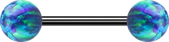 Produktbild Star Piercing Micro Barbell schwarz mit zwei Kugeln Opal blau (Chirurgenstahl 316L, ohne Messing)