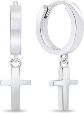 Brilio Silver - Silver hoop earrings Cross EA735W