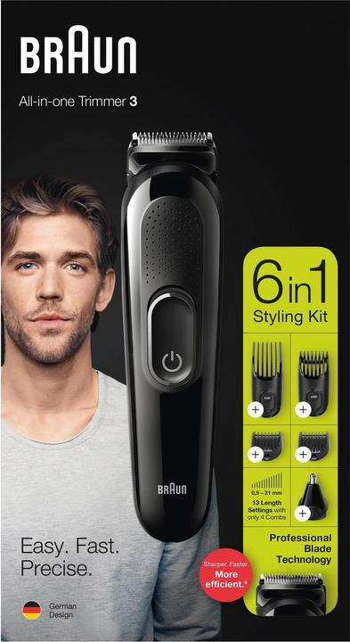 Productafbeelding Braun All-in-One 3 Trimmer MGK3322, 6-in-1 baardtrimmer voor mannen, 5 opzetstukken