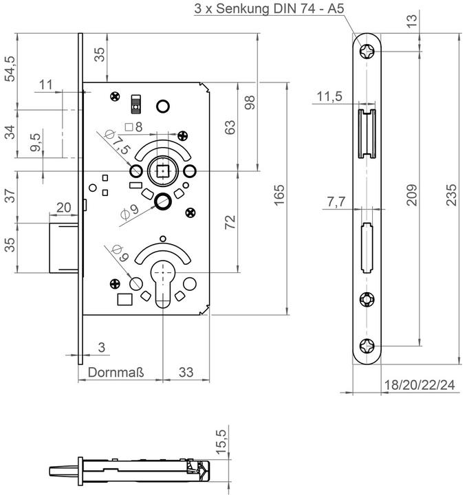 Actual product image SSF Magnet mortise lock MG 50 (Mortise lock)