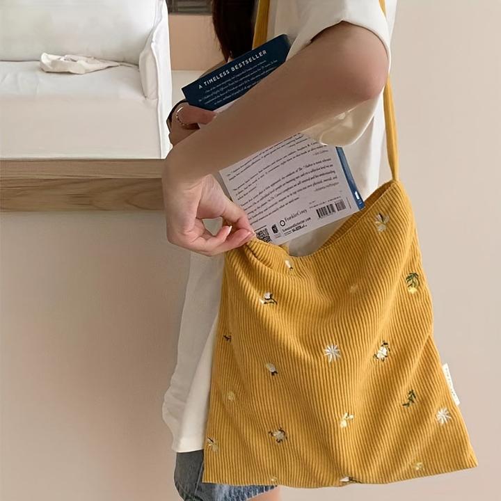 Produktbild Only-Bags.Store Cord Umhängetaschen, Casual Tote mit Gänseblümchen, vielseitig alltägliche Mode Accessoire Hobo Bag