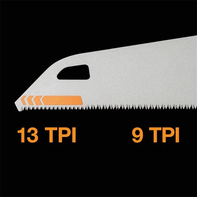 Actual product image Fiskars Pro hand saw for wood, laminate and PVC, saw blade length: 38 cm, 9 TPI, Black/Orange, PowerT