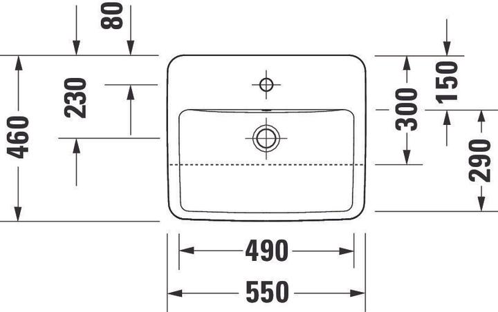 Image du produit Duravit HEBWT No 1 blanc, avec trop-plein, 1 trou pour robinet 550x460mm (460 mm, 550 mm)