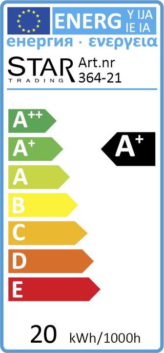 Energy Label Star Trading High (E27, 20 W, 1600 lm, 1 x, G)