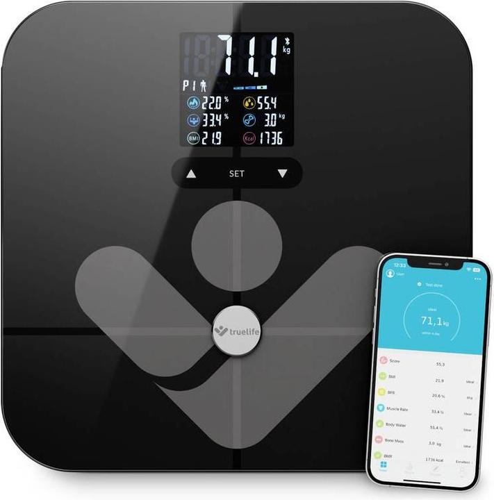 Truelife Personal scale max. 180 kg FitScale W7 BT black retail (180 kg)