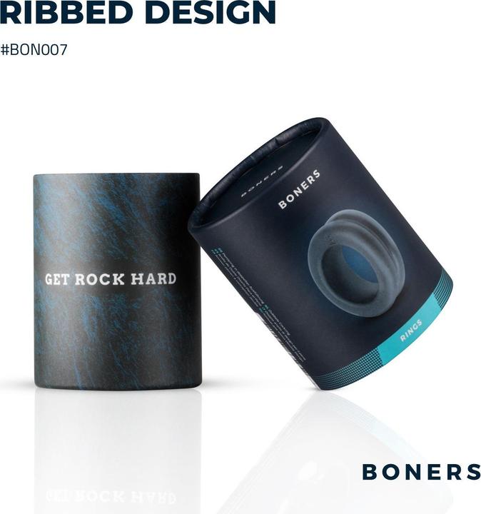 Actual product image Boners Ribbed Cock Ring (2 cm)