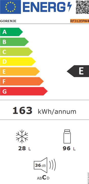 Label énergétique Gorenje RF312EPW4 (124 l)