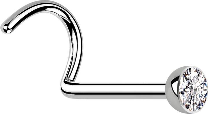Star Piercing Nasenstecker gebogen silber mit Kristall silber (Chirurgenstahl 316L, ohne Messing)