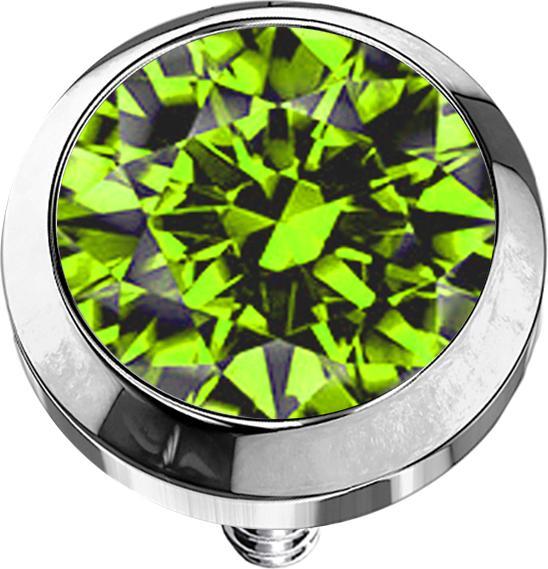 Star Piercing Dermal Anchor silber mit Kristall hellgrün (ohne Messing, Titan G23)