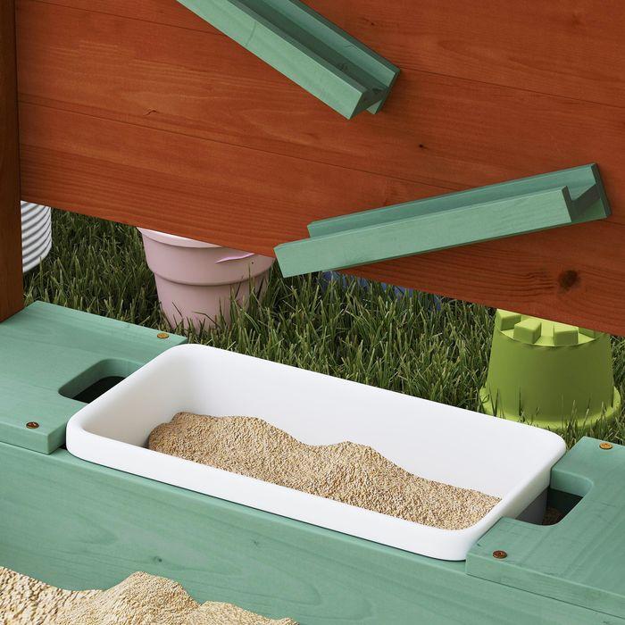 Actual product image Swisshandel24 Sandkasten mit Dach, 116 x 112,5 cm Sandkiste aus Holz für 3-6 Jahre Kinder Grün