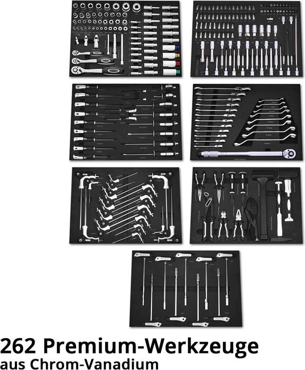 Image du produit Stahlwerk Chariot d'atelier PHOENIX Chariot à outils Chariot de montage 262 outils CrV (262 x)