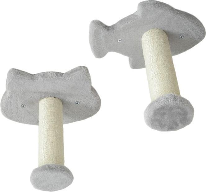 Actual product image Swisshandel24 Katzen Kletterwand Set, 4-tlg. Katzenmöbel Sisal, für Katzen bis 5 kg, Hellgrau (Light grey)