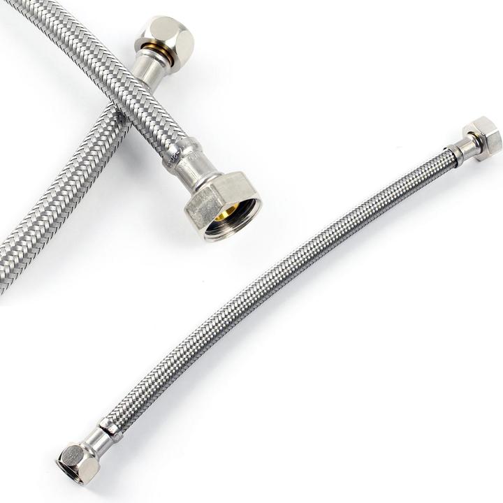 XPOtool Flexschlauch 500mm DN8 Panzerschlauch 1/2" ÜM 18,64mm 3/8" ÜM 14,95mm