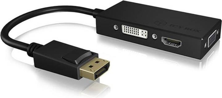 Produktbild Icy Box 3-in-1 DisplayPort zu HDMI/ DVI-D / VGA Grafikadapter (HDMI, DVI, VGA, 8.70 cm)