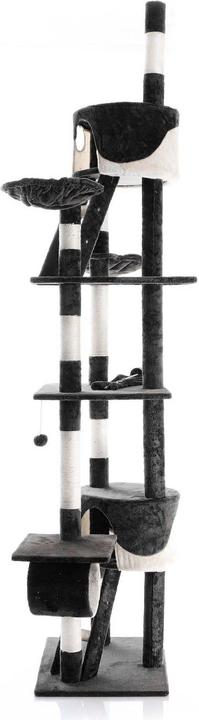 Actual product image Wiltec Cat Tree Scratching Post Climbing Tree 240-260cm in Black/White with Caves, Hammocks and Platforms (260 cm, Black and white)