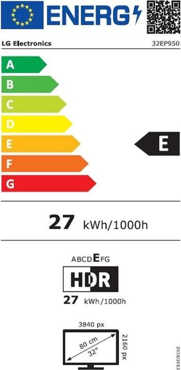 Energie-Label LG 32EP950-B (3840 x 2160 Pixel, 32")