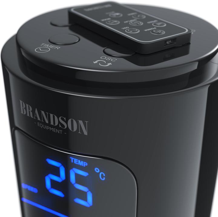 Immagine prodotto Brandson Ventilatore a torre, 12 velocità, DC, ECO, timer, oscillazione, telecomando, nero (50 dB)