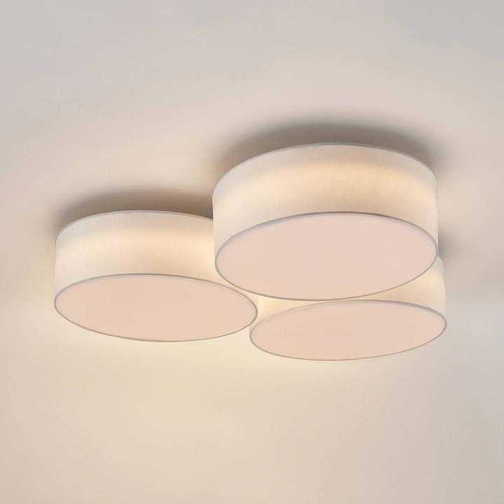 Produktbild Lindby Janita LED-Stoffdeckenlampe, 3-fl., weiss (3200 lm)