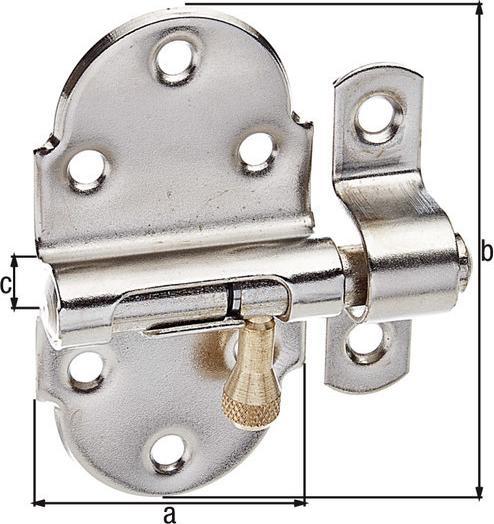 Actual product image Magni Alberts 128869 Grendel bolt with nickel-plated brass knob Plate 40 x 75 mm Bolt Ø 9 mm (Grendel bolt)
