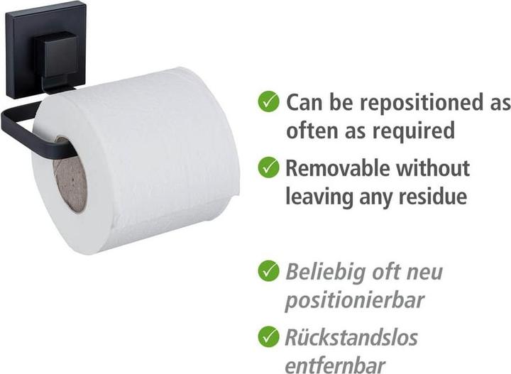 Produktbild Wenko Vacuum-Loc® Toilettenpapierhalter Mod. Quadro Schwarz Befestigen ohne Bohren