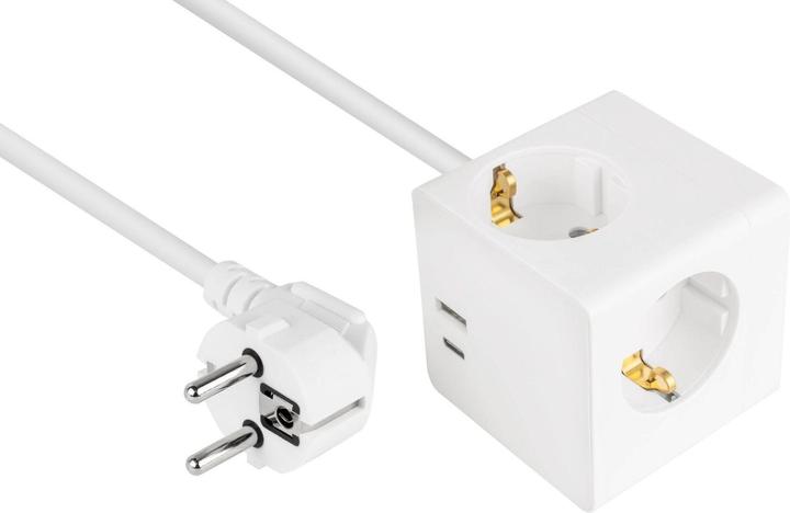 Produktbild Kabelmeister Steckdosenwürfel 3-fach USB-C USB-A, weiss, 3m (3 x, USB-A, USB-C, 3 m)